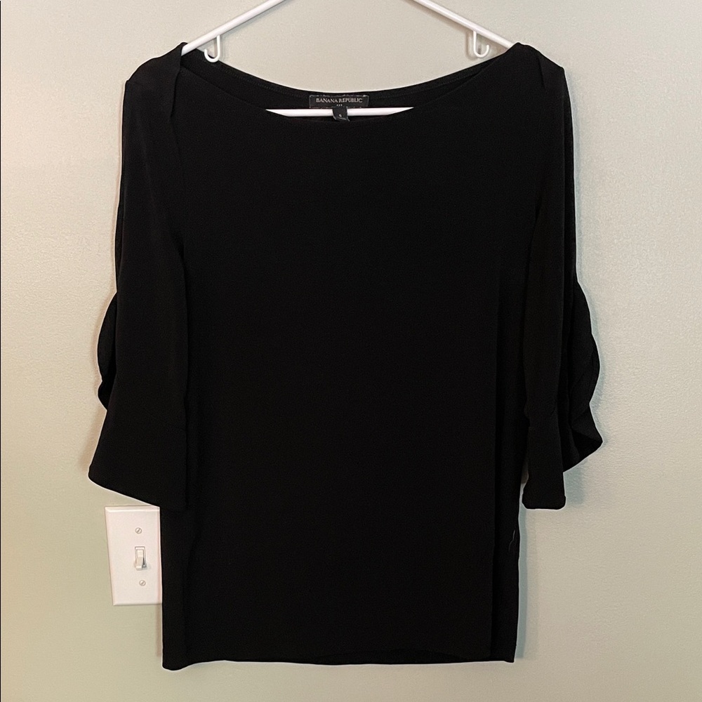 Banana Republic Black Ruffle-Sleeve Blouse